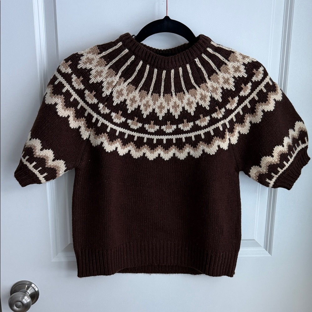 ZAra Brown and Cream Knit Sweater